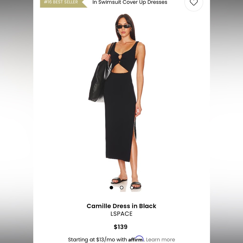 NWT L*SPACE Camille ribbed black midi